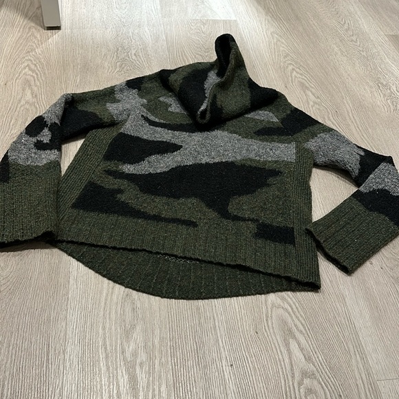 Aqua Camo Cowl Neck Sweater - Picture 2 of 4